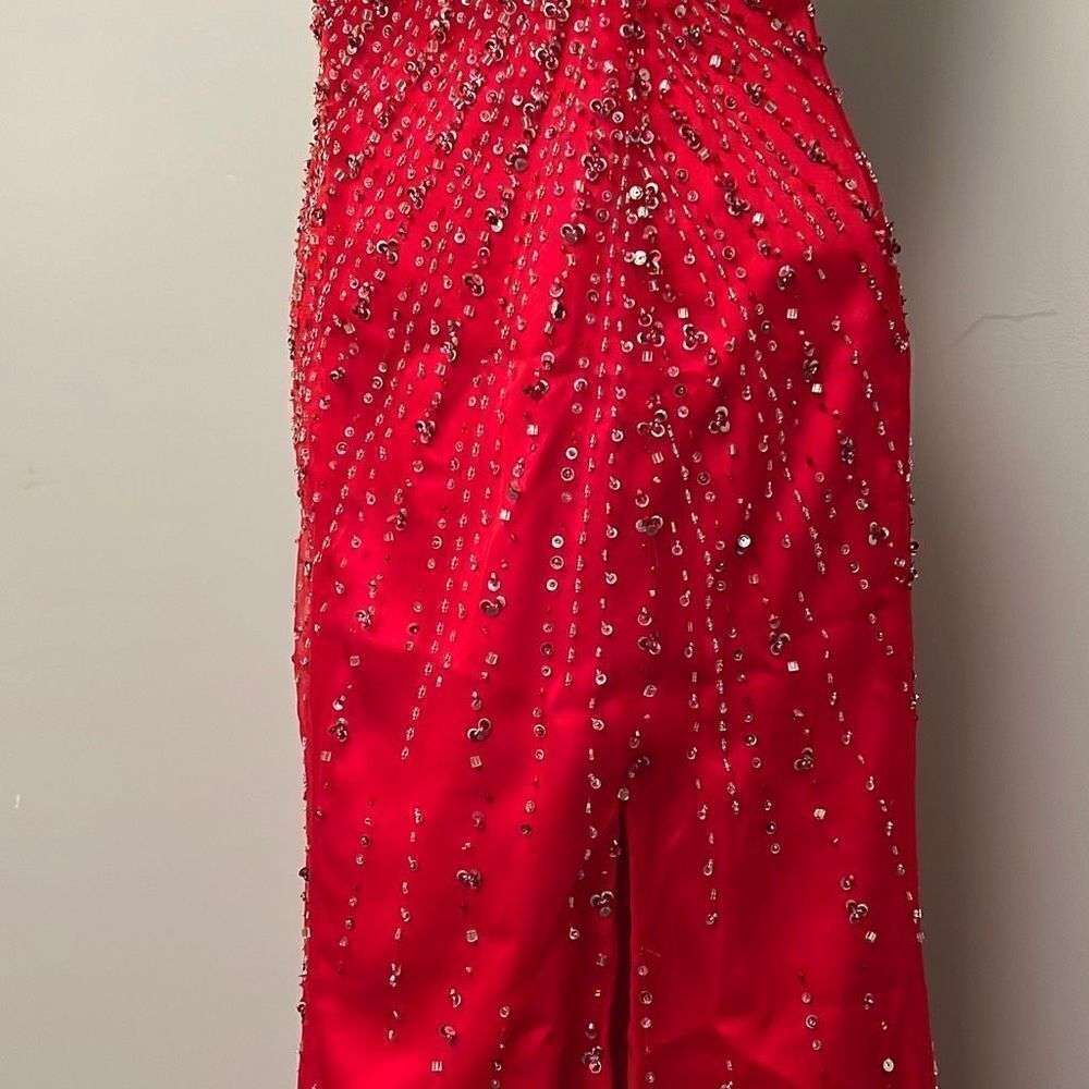 Alfred Angelo, Red Beaded Maxi Prom Dress - Picture 5 of 16